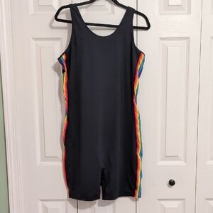 Black Swimsuit with Rainbow Stripes